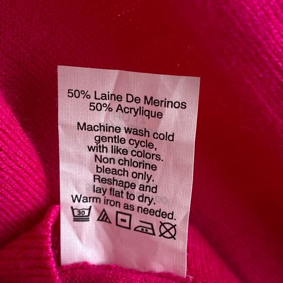 J. CREW Merino Blend Sweater Size S Hot Pink Lightweight Turtleneck Old Money - Picture 10 of 10